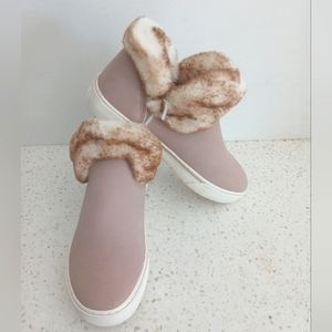 Women's Faux Fur Trim Sneakers COLOR Lite 🩷Pink No🚫Box